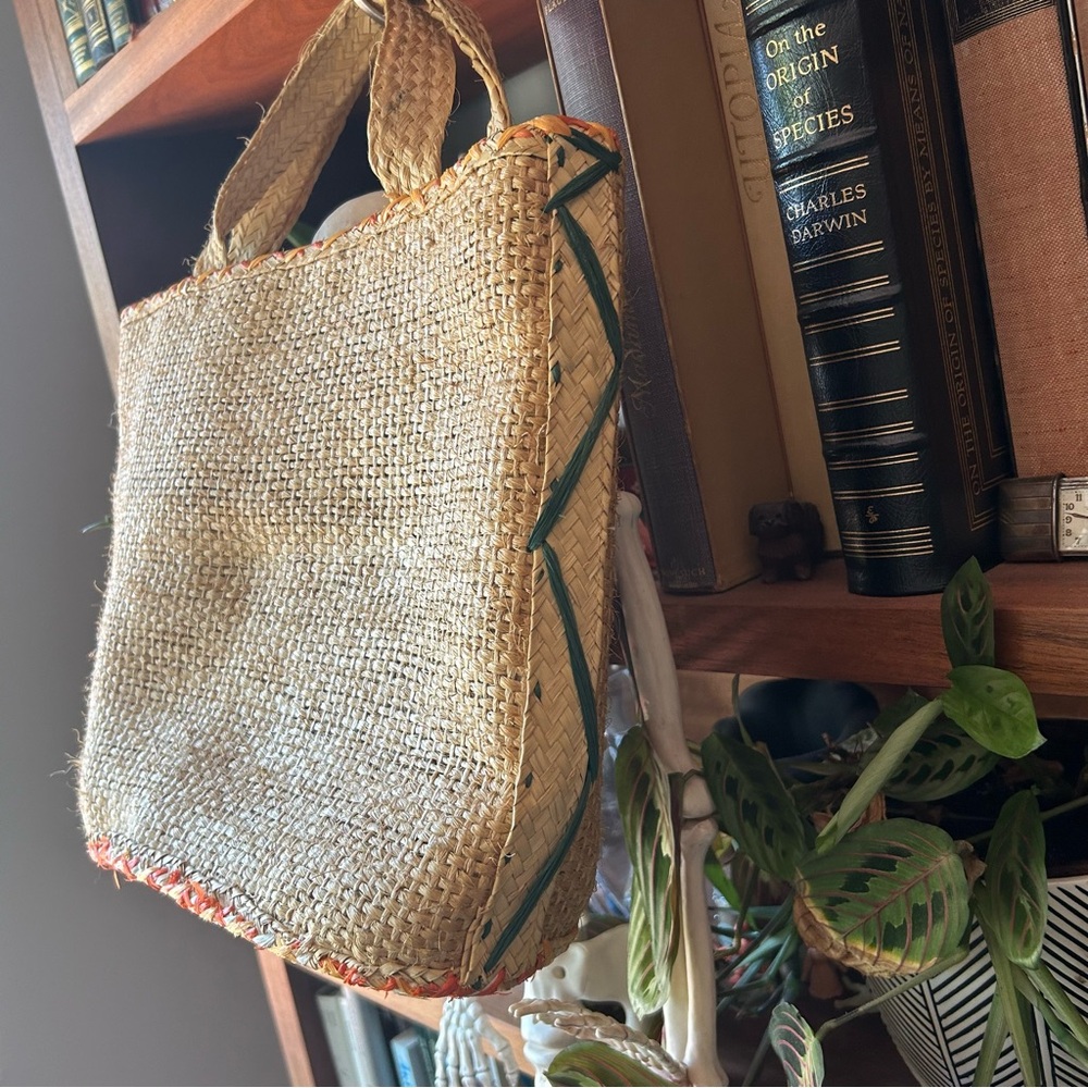 Vintage straw bag with floral design Nassau - Picture 8 of 12